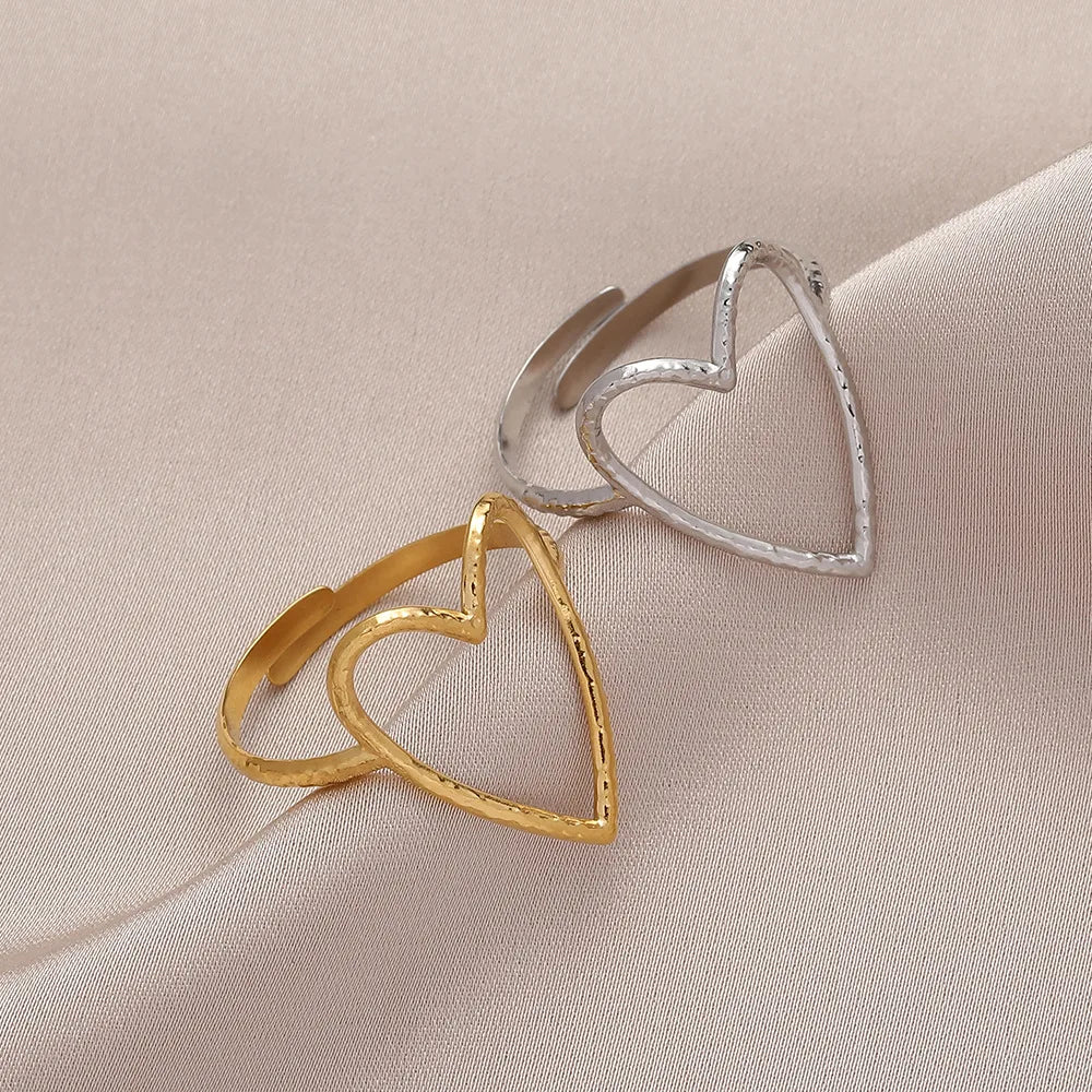 Stainless Steel Big Heart Ring