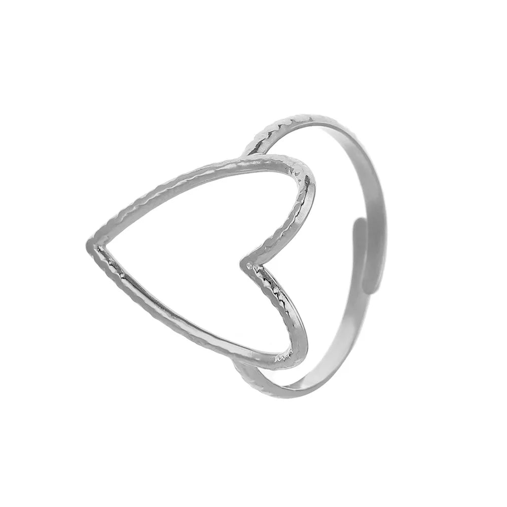 Stainless Steel Big Heart Ring