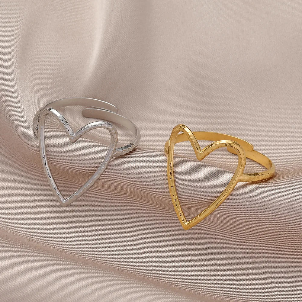 Stainless Steel Big Heart Ring