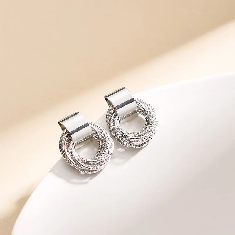 Retro Circle Stud Earrings