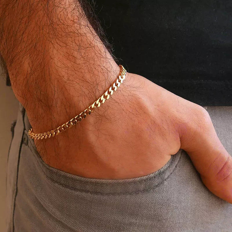 Mens 3-11mm Cuban Link Chain Bracelet