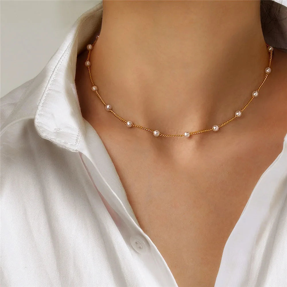 Pearl Lace Gold Choker