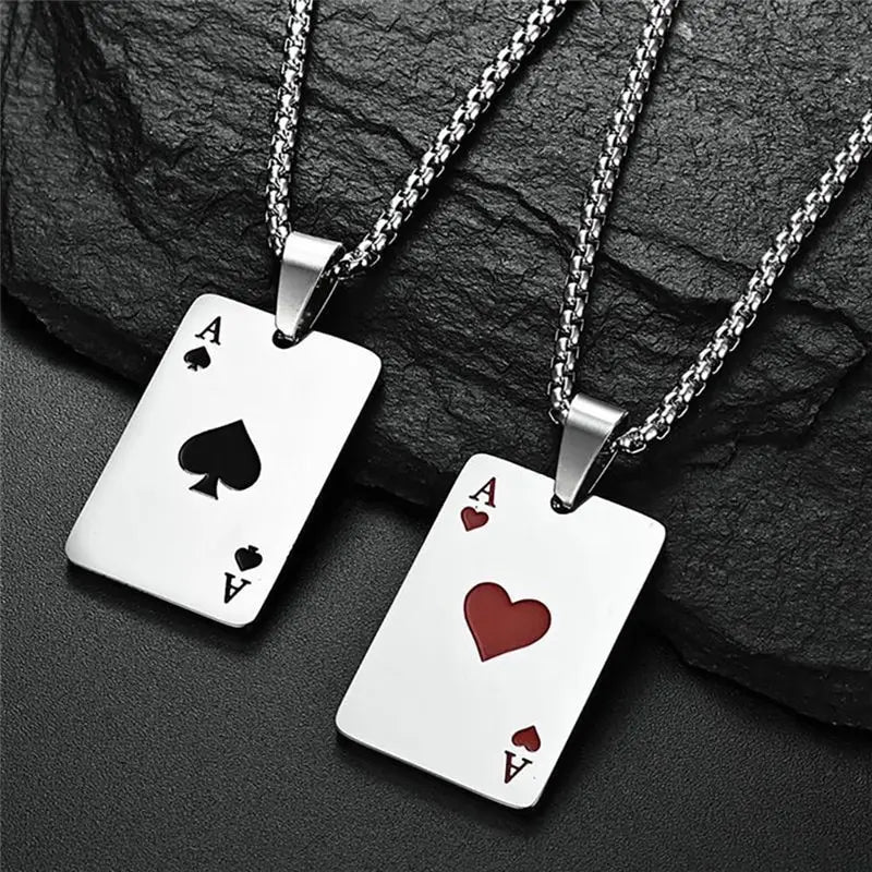 2pc Poker Card Necklace